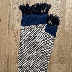 Chinese silk scarf with floral / tile pattern